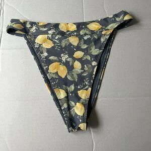 Abercrombie & Fitch Lemon Print High Leg Cheeky Bikini Bottom sz M